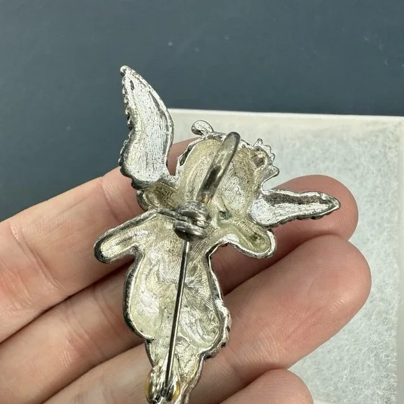 SILVER TONE SLIDE PENDANT PIN CHERUB ANGEL CUPID'S BOW ARROW SCARF CLIP NEW - Picture 7 of 8